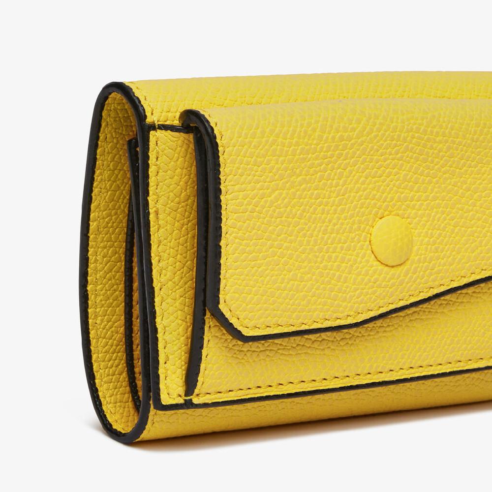Valextra Portafoglio bifold in Pelle Gialla | Valextra Sottocosto