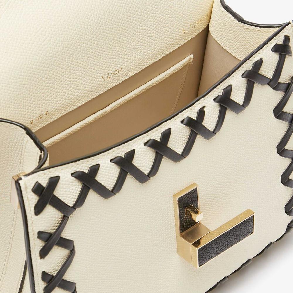 Valextra Borsa a mano Donna in Pelle Bianca con filo Nero | Valextra Iside Saldi