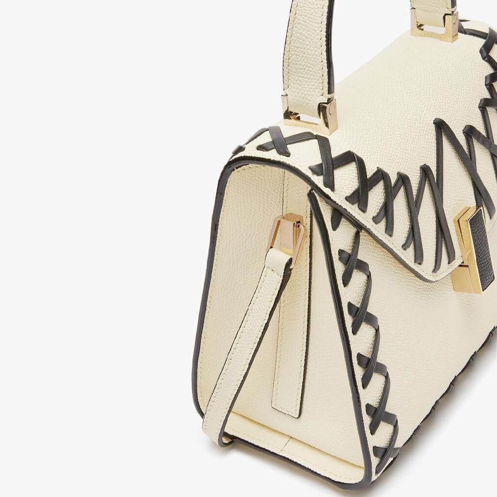 Valextra Borsa a mano Donna in Pelle Bianca con filo Nero | Valextra Iside Saldi