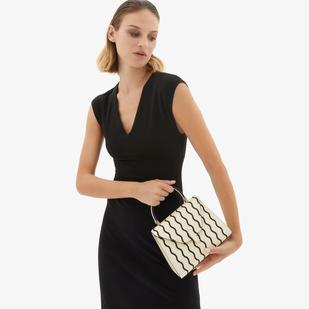 Valextra Borsa a mano Donna Mini in Pelle Bianca e Nera | Valextra Iside Hotsell