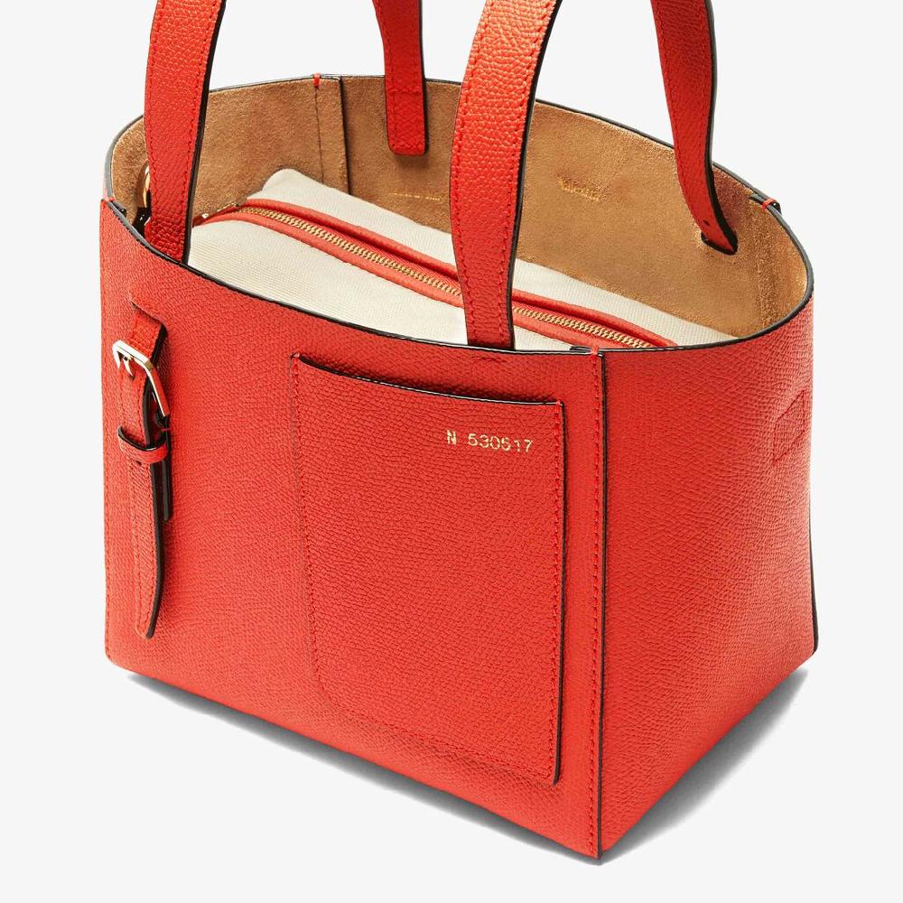 Valextra Borsa a secchiello in Pelle Rossa Papavero | Valextra Soft Negozio