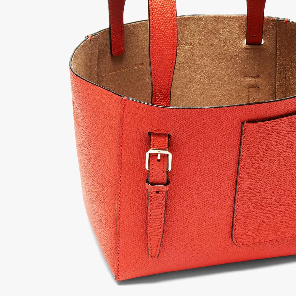 Valextra Borsa a secchiello in Pelle Rossa Papavero | Valextra Soft Negozio