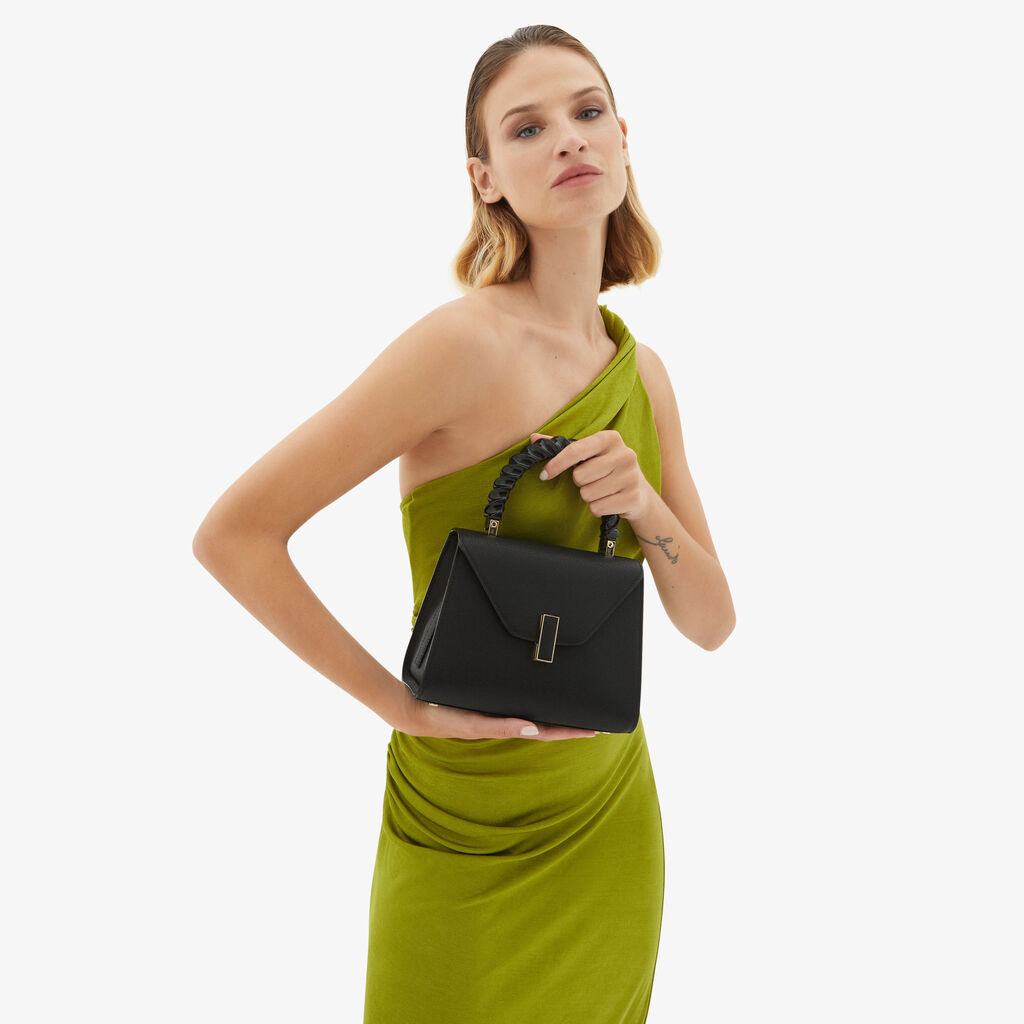 Valextra Borsa a mano da Donna Mini in Pelle rigida Nera | Valextra Iside Offerta speciale