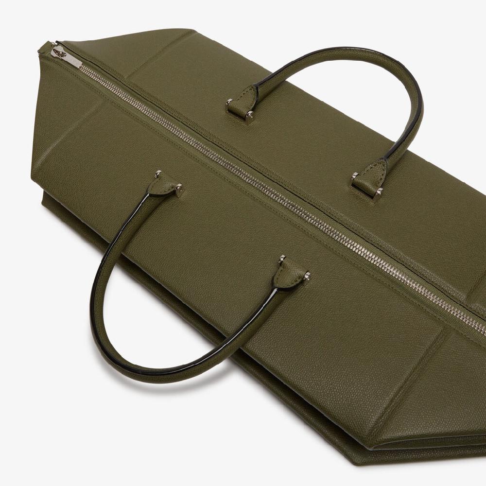 Valextra Borsa da viaggio spaziosa Verde Militare | Valextra Poliedrica In Linea