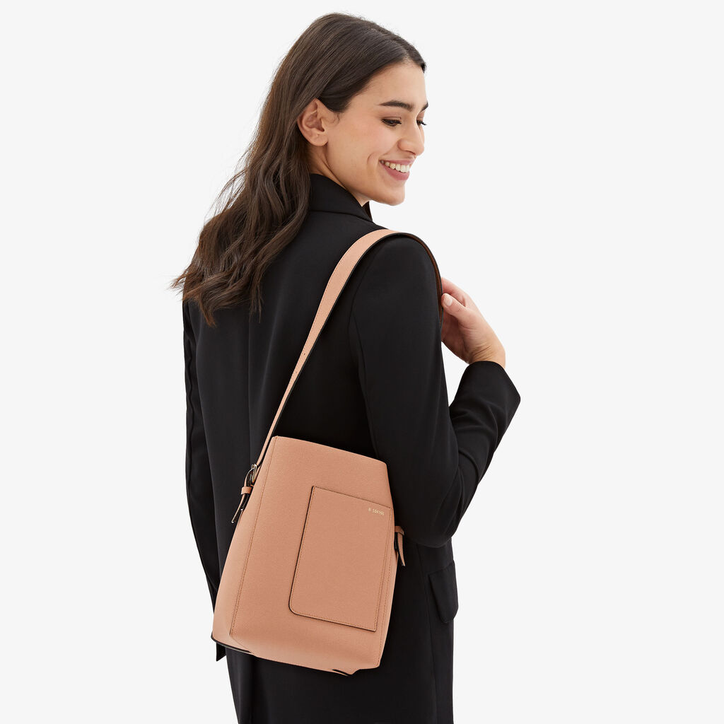Valextra Borsa a secchiello Donna Mini in Pelle Marrone | Valextra Soft Qualità