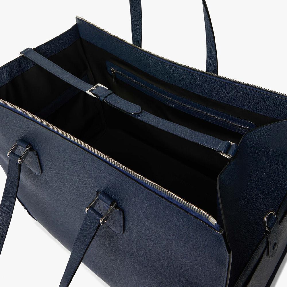 Valextra Borsone viaggio Grande in Pelle Blu | Valextra Boston Consegna Veloce