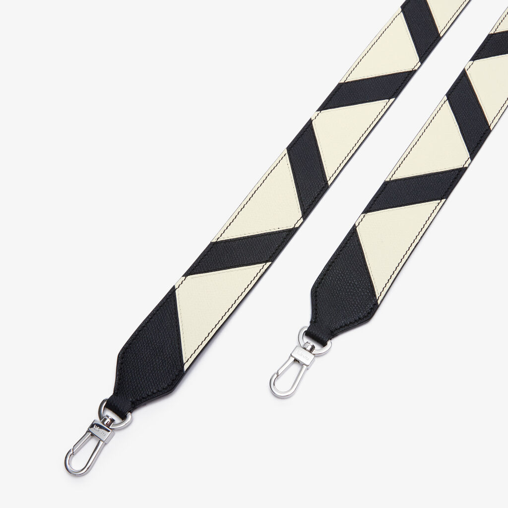 Valextra Tracolla Intarsia in Pelle Bianca e Nera | Valextra Prezzo Ridotto