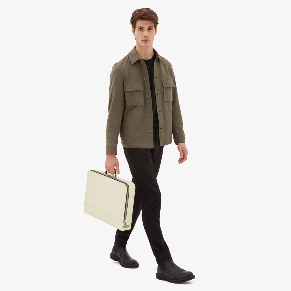 Valextra Cartella Media in Pelle Bianca con zip | Valextra Premier Convenienza