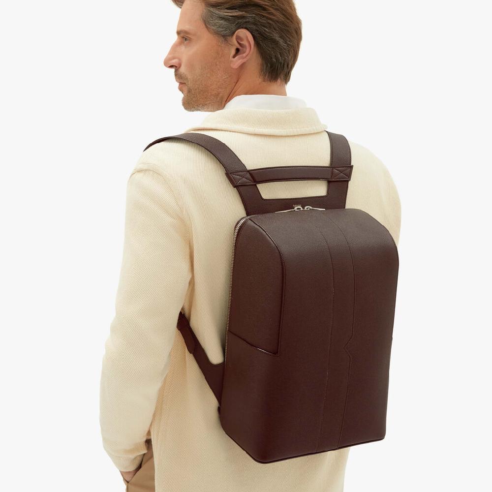 Valextra Zaino comodo ed ergonomico in Pelle Marrone | Valextra V-Line In Vendita