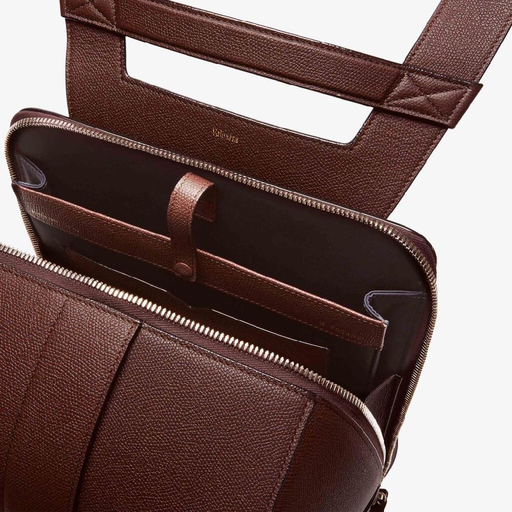 Valextra Zaino comodo ed ergonomico in Pelle Marrone | Valextra V-Line In Vendita