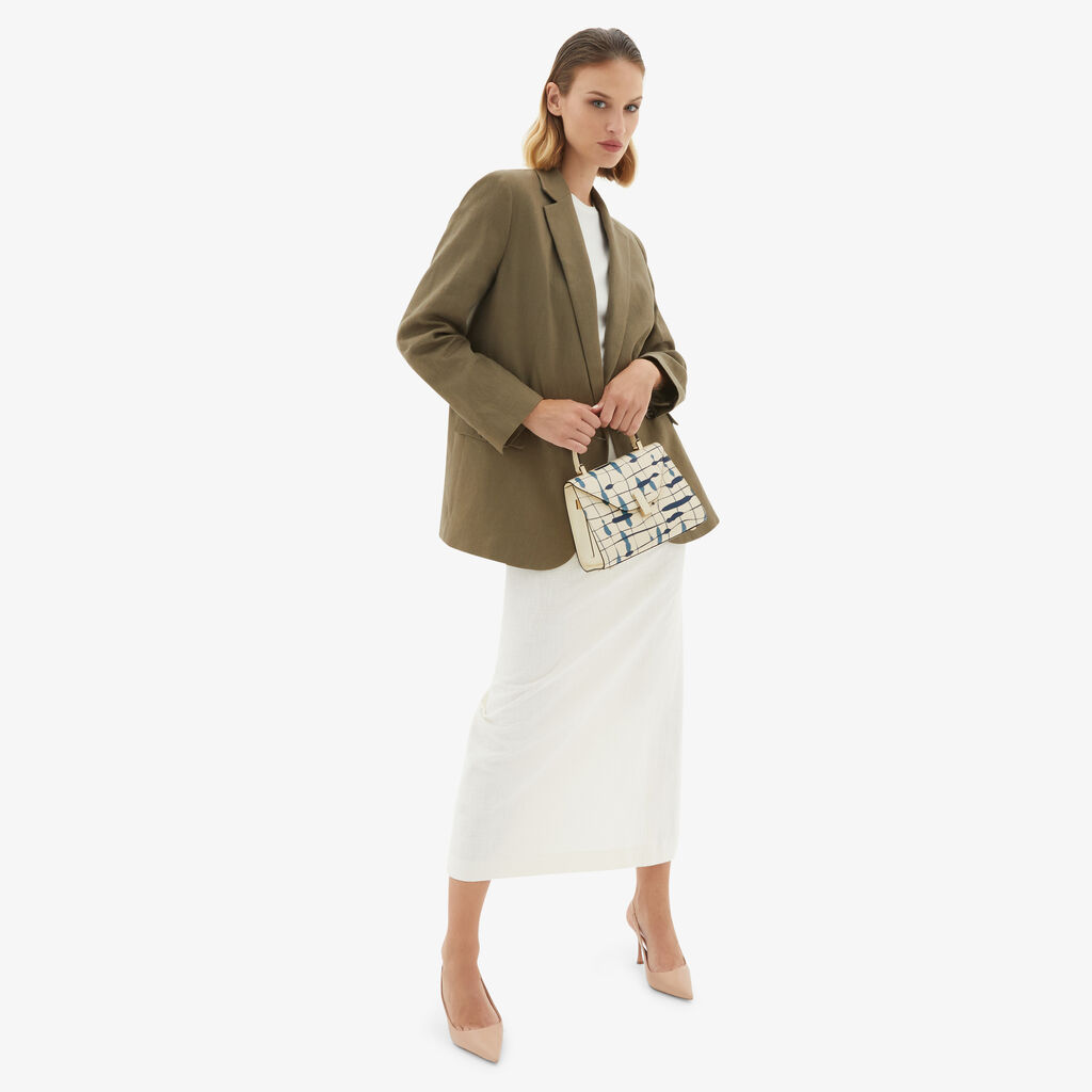 Valextra Borsa a mano Donna Mini in Pelle Bianca e Blu | Valextra Iside I Più Venduti