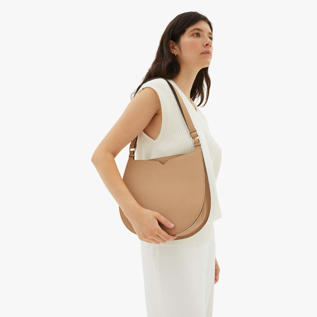 Valextra Borsetta a spalla Weekend in Pelle Beige | Valextra Hobo Italia