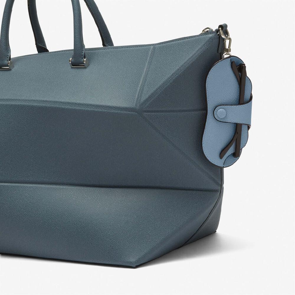 Valextra Porta occhiali in Pelle Azzurra con tracolla | Valextra Qualità Garantita