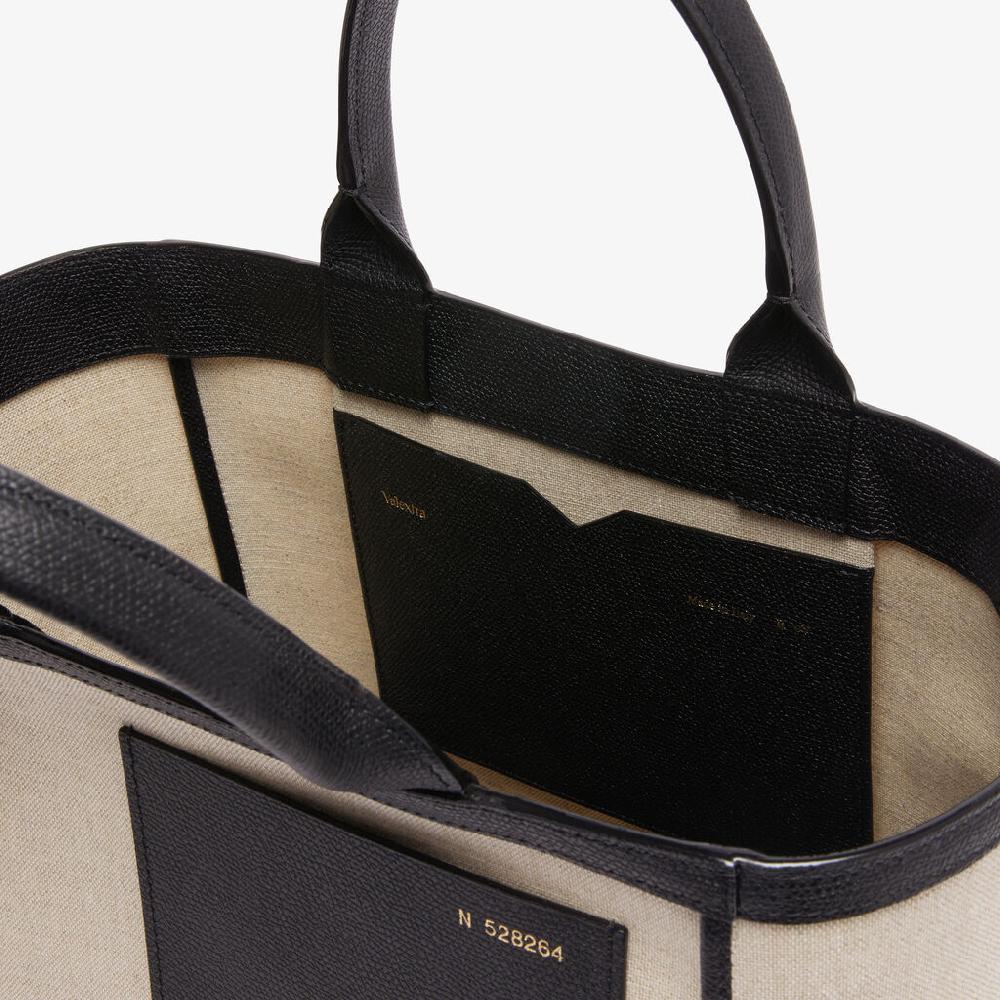 Valextra Shopping bag in canvas Mini in Tela Marrone | Valextra Presa
