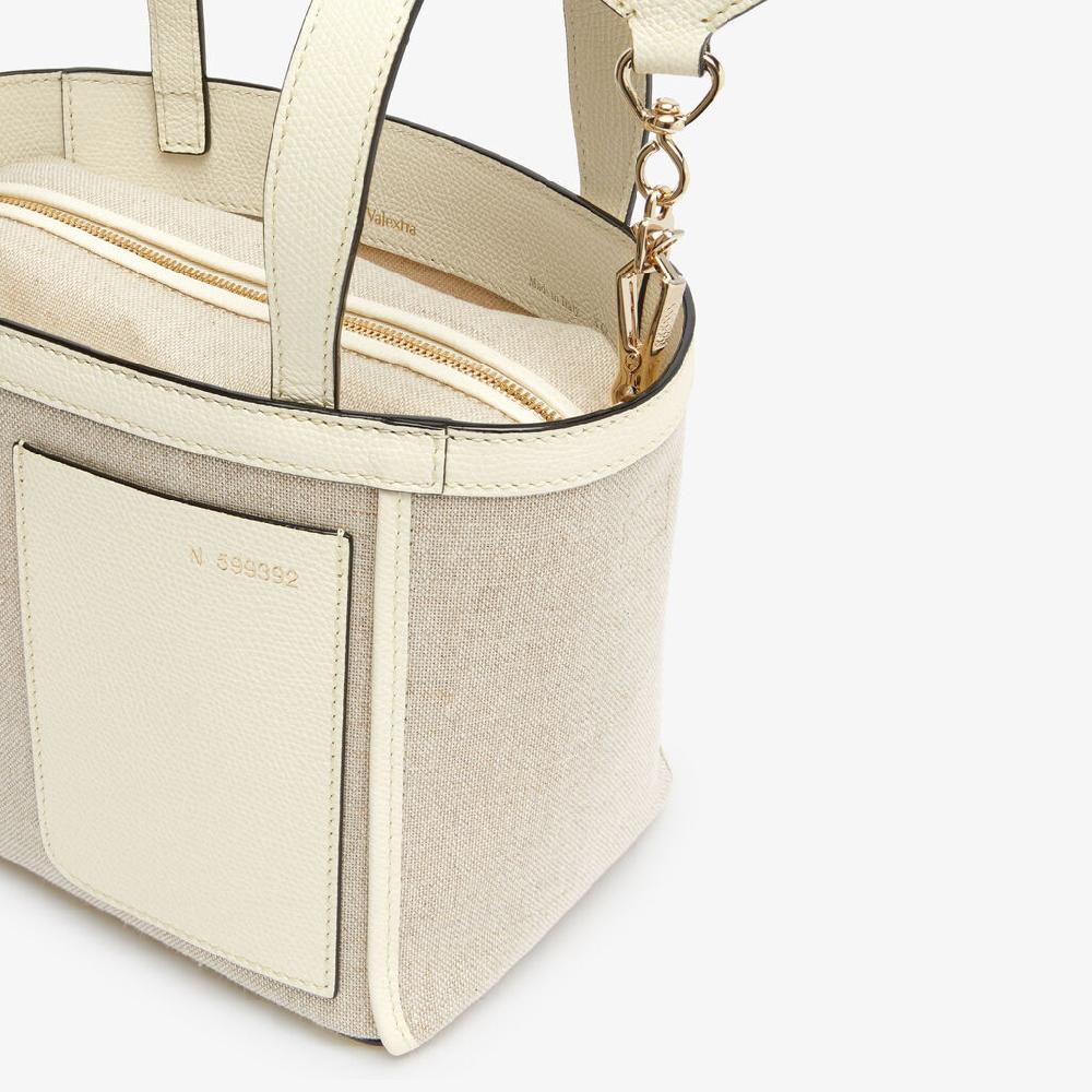 Valextra Borsa a secchiello Donna in Tela Bianca e Beige | Valextra Soft Online
