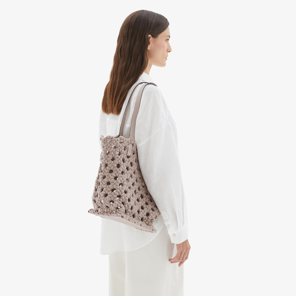 Valextra Borsa due manici da Donna in Tessuto Rosa intrecciato | Valextra Outlet