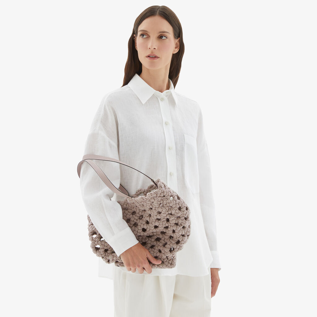 Valextra Borsa due manici da Donna in Tessuto Rosa intrecciato | Valextra Outlet