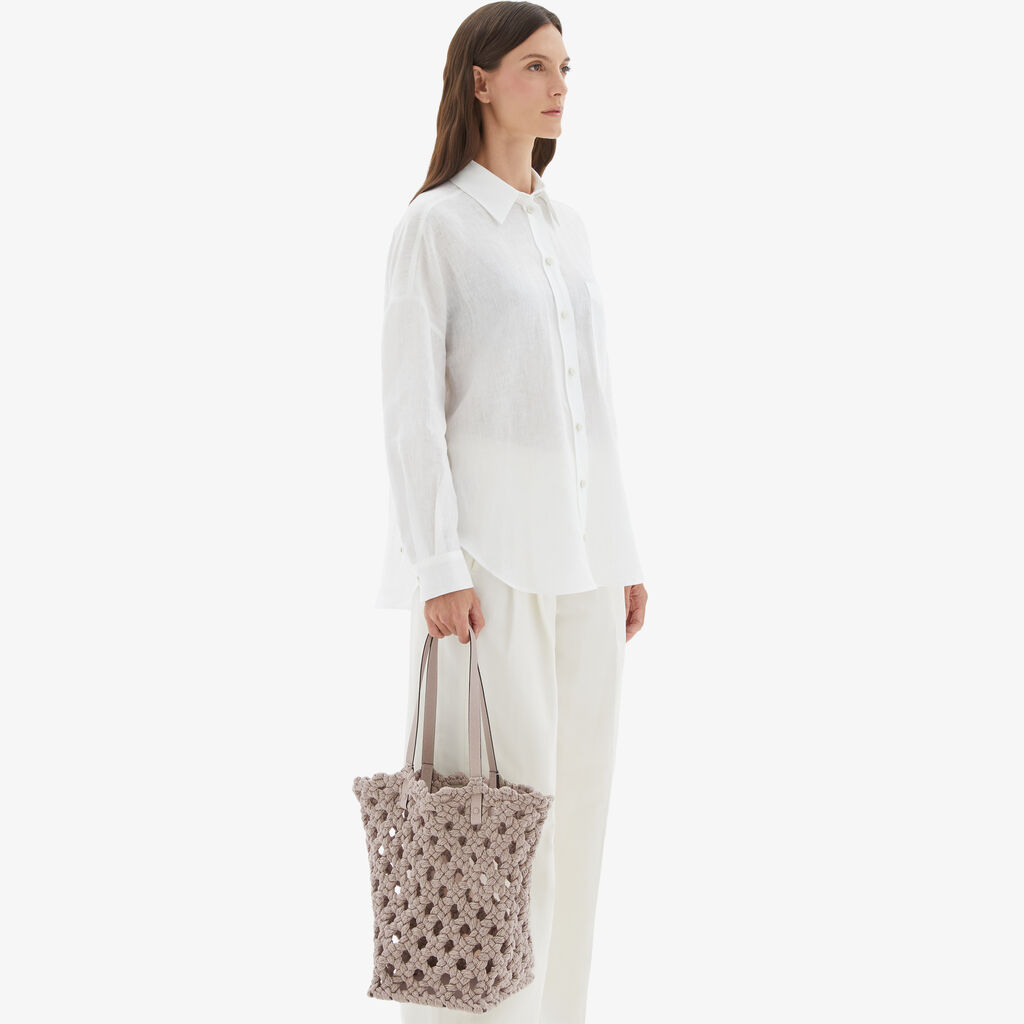 Valextra Borsa due manici da Donna in Tessuto Rosa intrecciato | Valextra Outlet