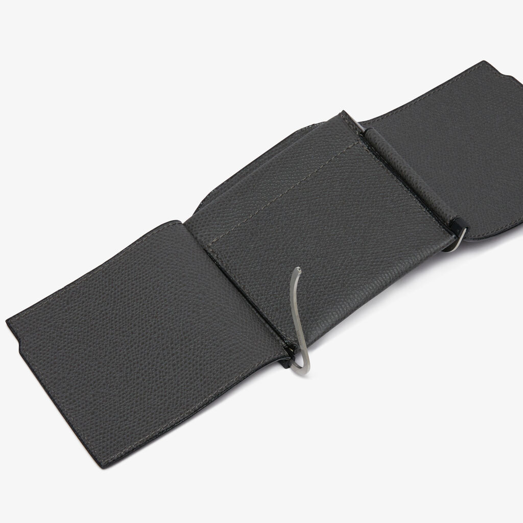 Valextra Portafoglio con fermasoldi trifold in Pelle Grigia | Valextra Vendita Calda