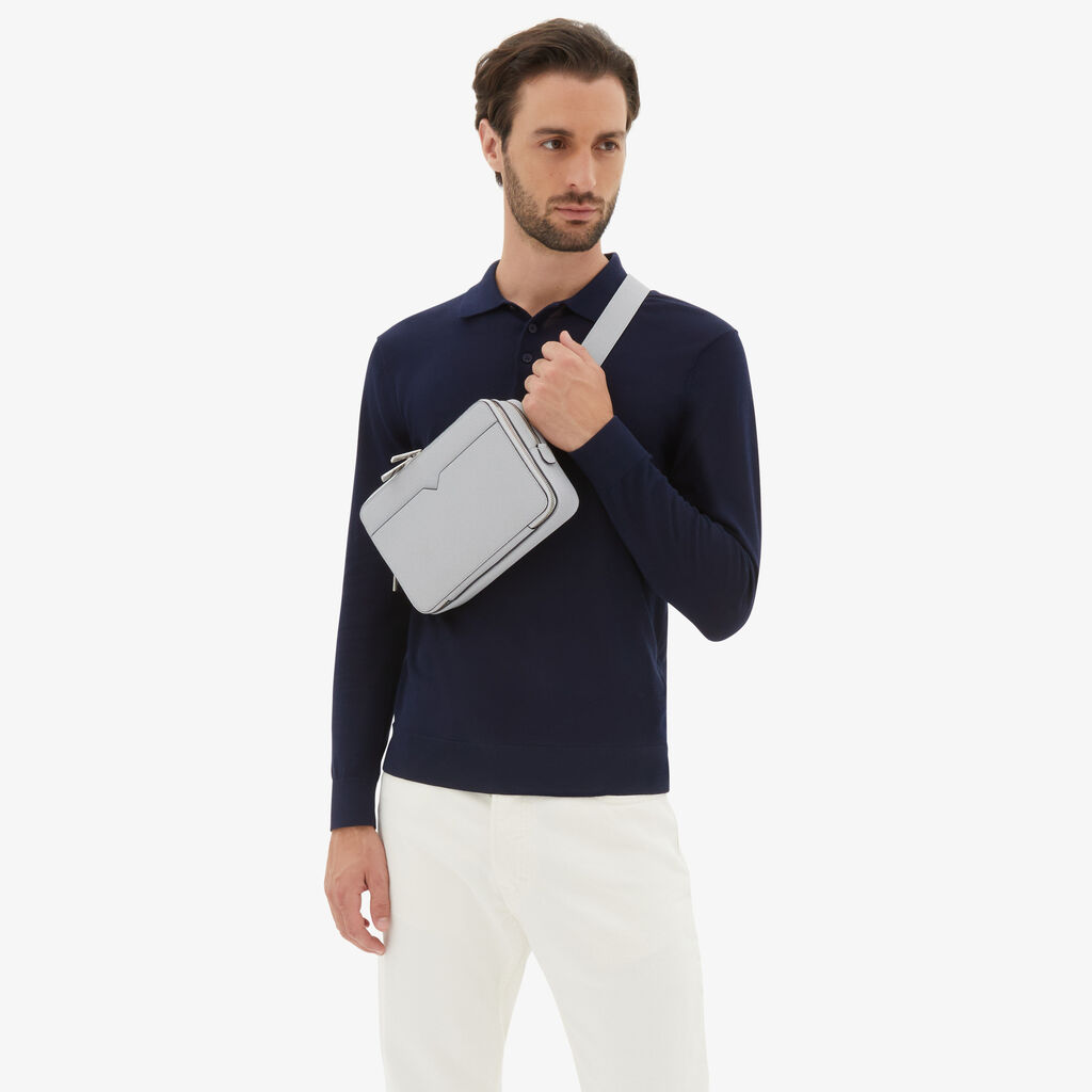 Valextra Borsetta a tracolla Bum Bag in Pelle Grigia | Valextra V-Line Saldi Di Fabbrica