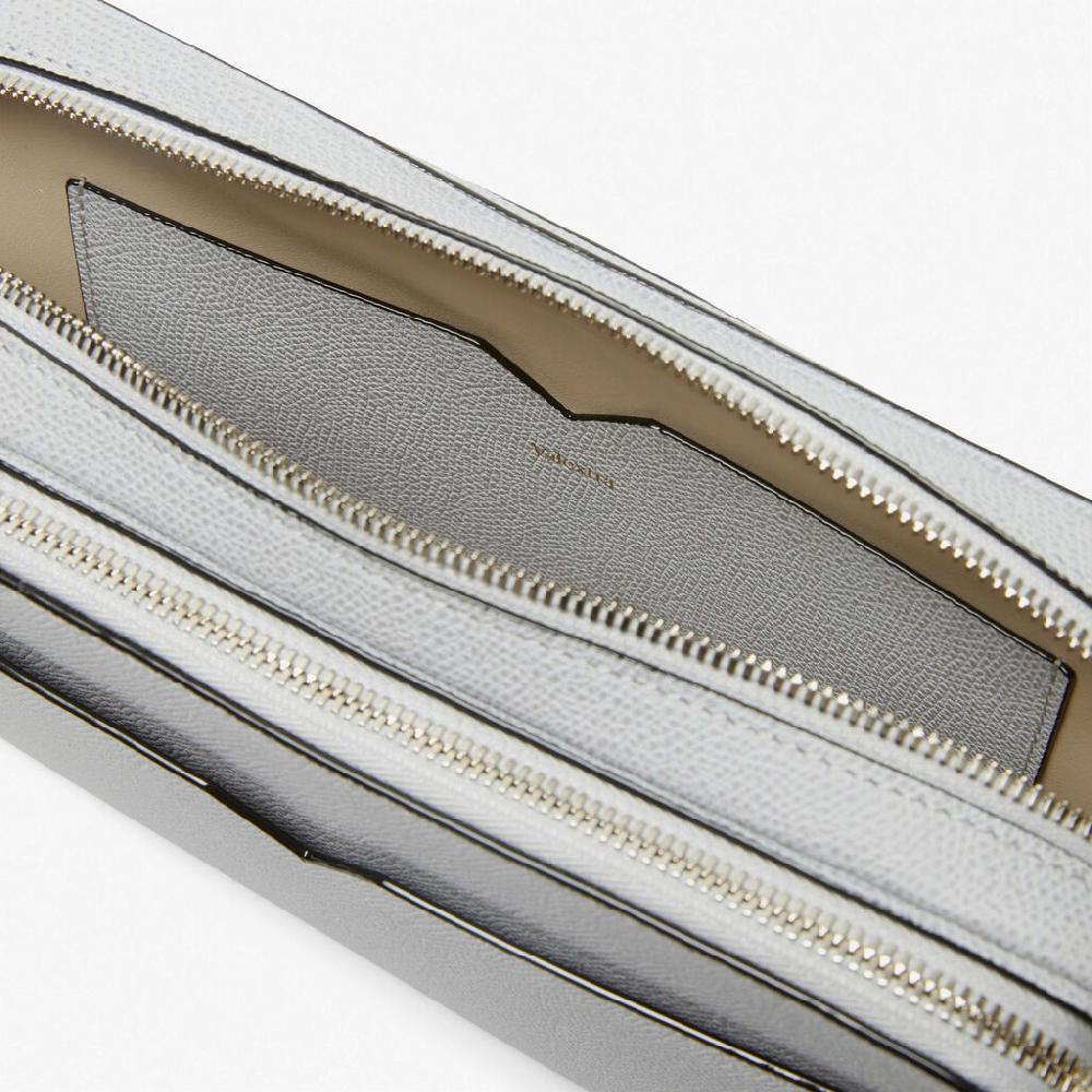 Valextra Borsetta a tracolla Bum Bag in Pelle Grigia | Valextra V-Line Saldi Di Fabbrica