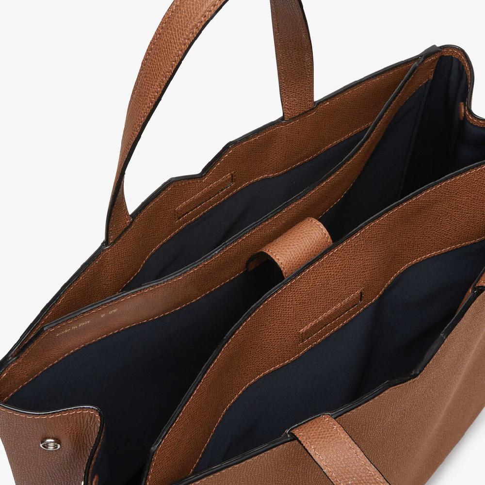 Valextra Borsa Shopping Uomo di Lusso in Pelle Marrone | Valextra V-Line Negozio