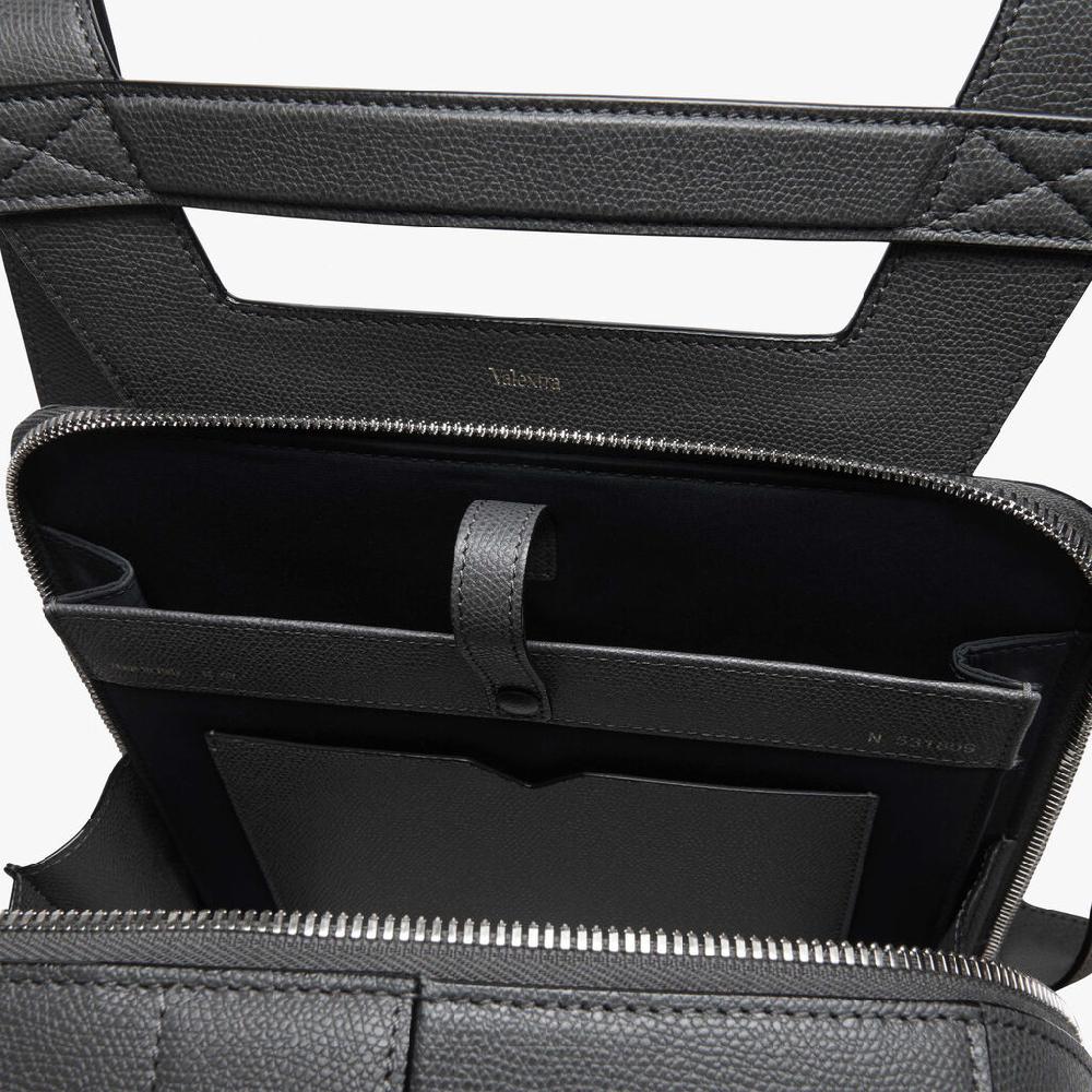 Valextra Valextra V-Line: Zaino da viaggio porta PC in Pelle Grigia In Saldo