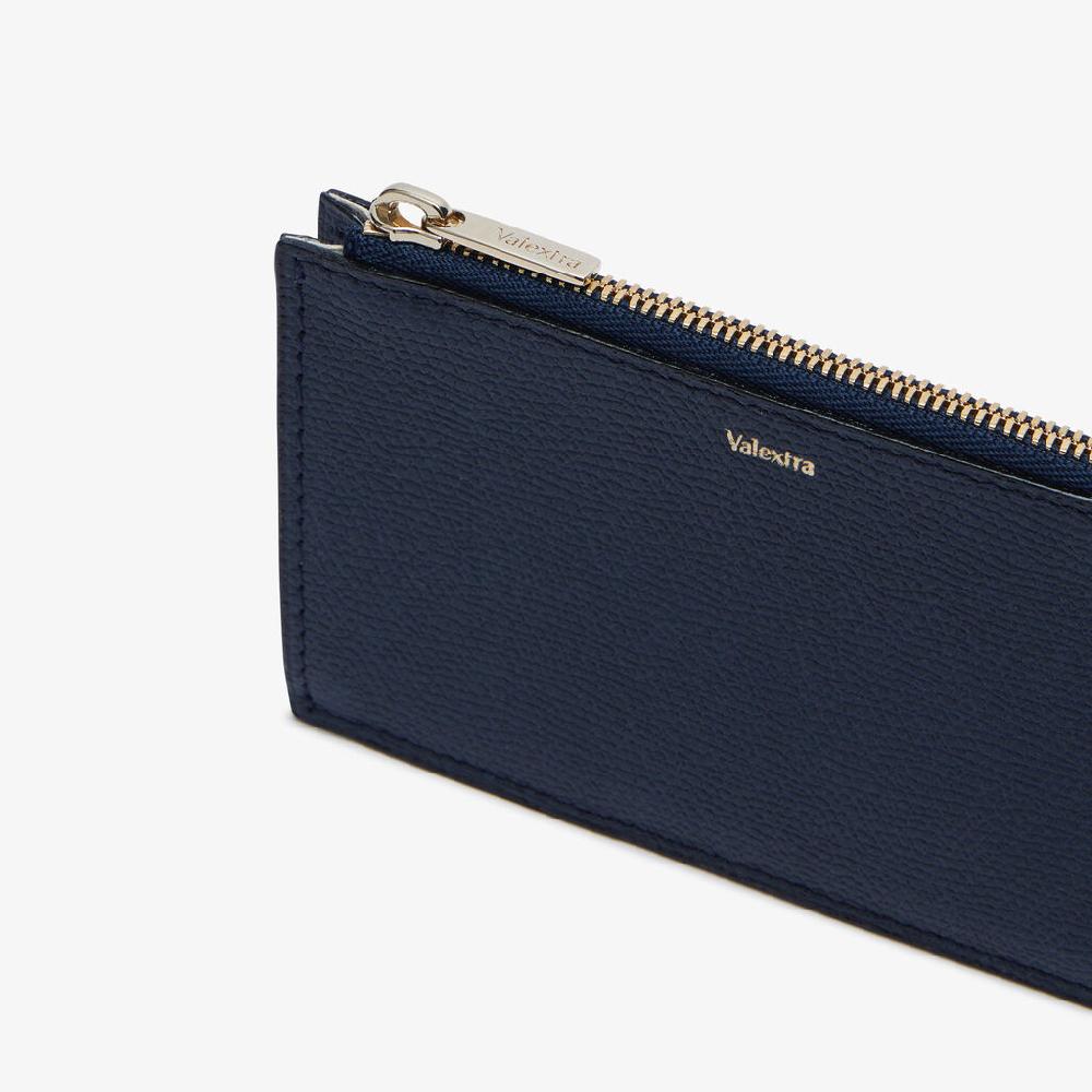 Valextra Porta carte da Uomo con zip di Lusso in Pelle Blu | Valextra Moda