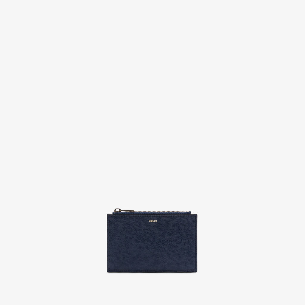 Valextra Porta carte da Uomo con zip di Lusso in Pelle Blu | Valextra Moda