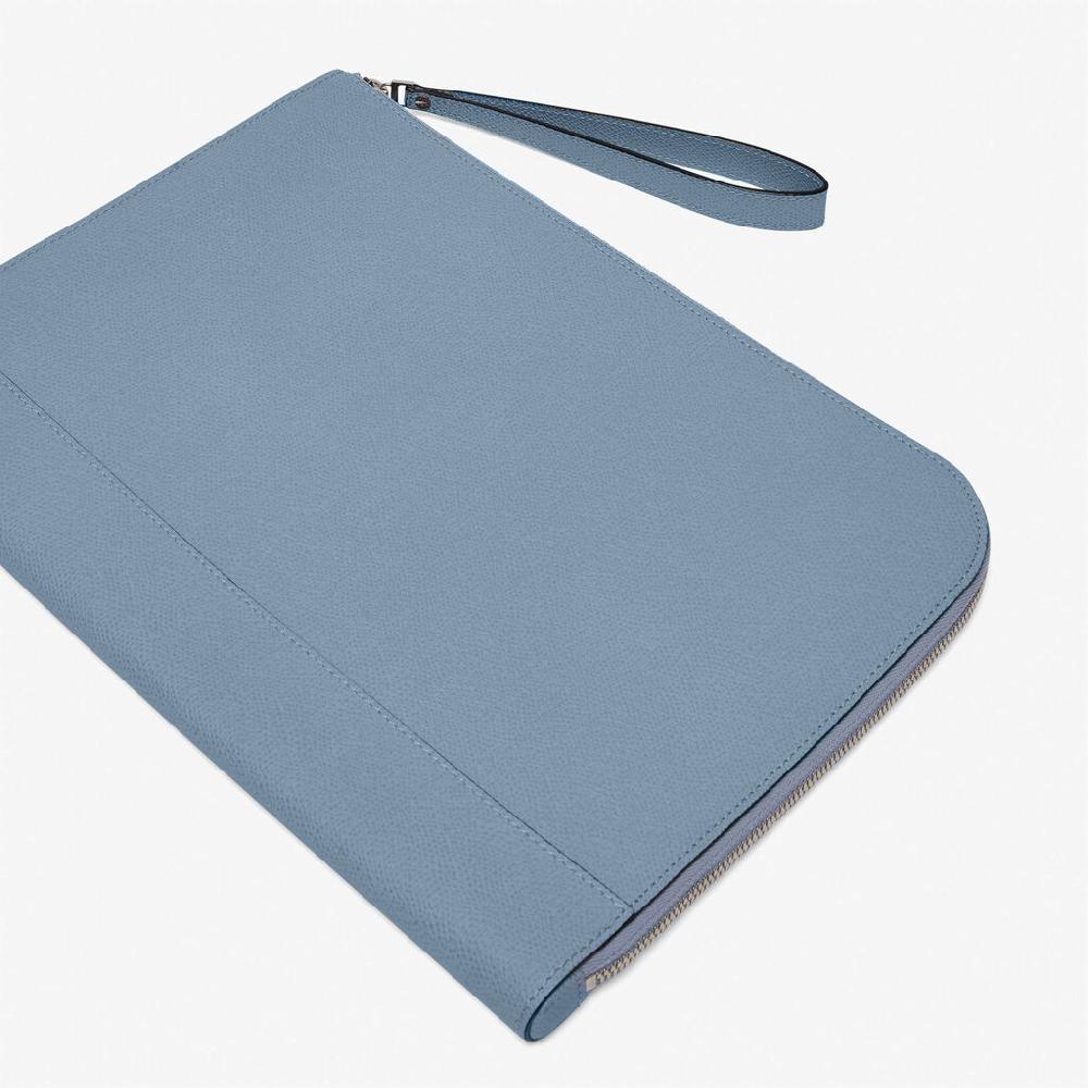 Valextra Pochette piatta portadocumenti in Pelle Azzurra | Valextra My Logo Italy