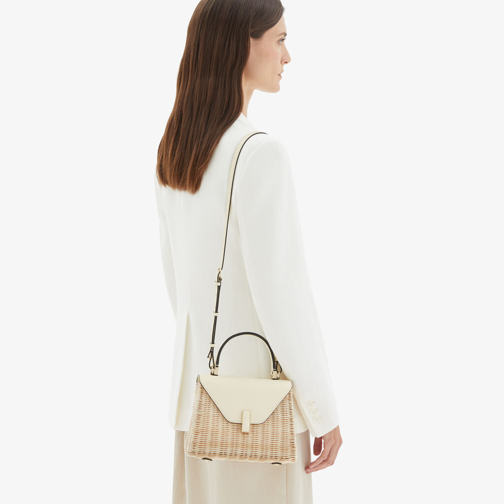 Valextra Borsa a mano Donna in Vimini e Pelle Bianca | Valextra Iside Promozione
