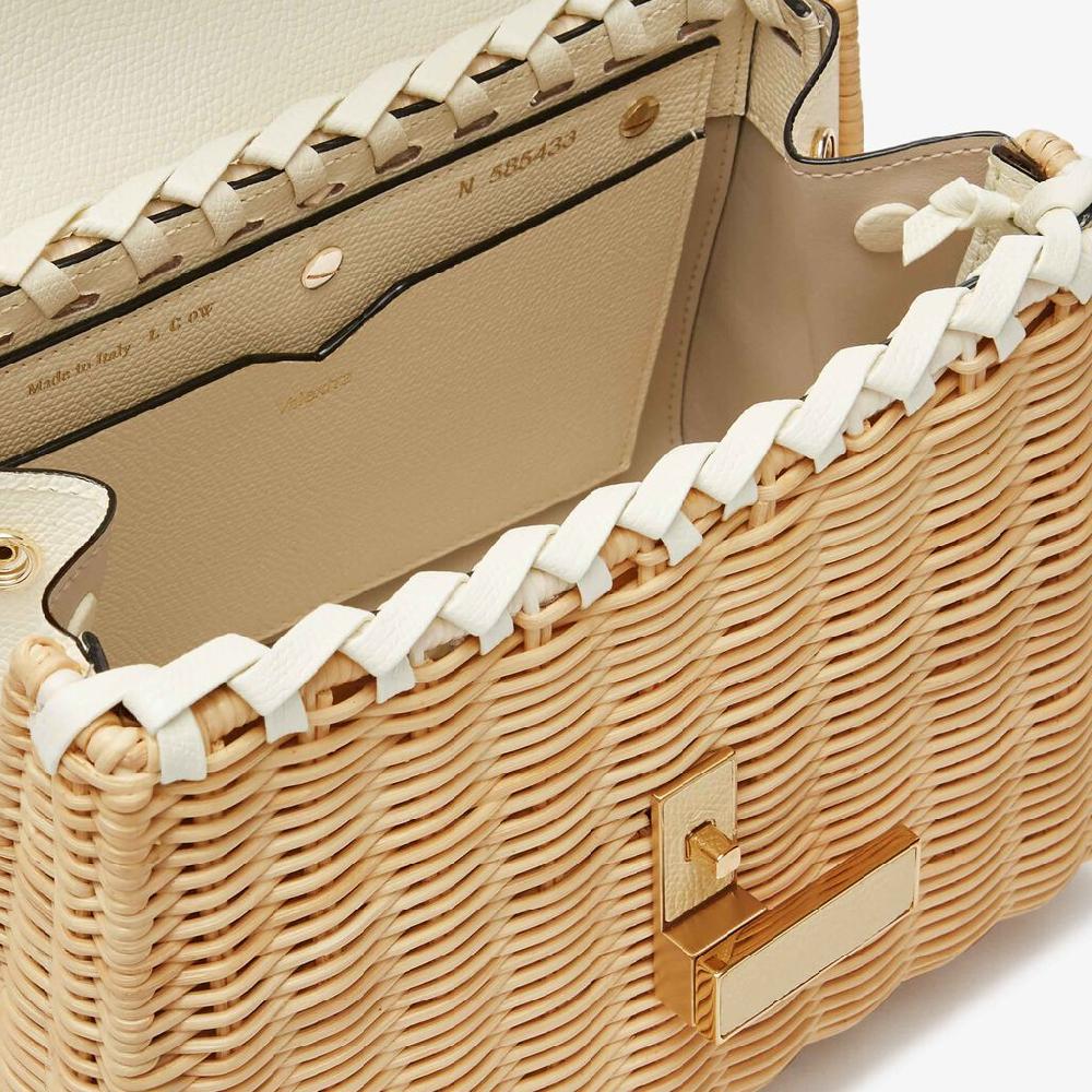 Valextra Borsa a mano Donna in Vimini e Pelle Bianca | Valextra Iside Promozione