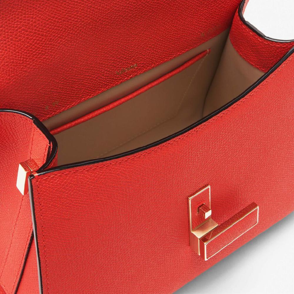 Valextra Borsa a mano Mini in Pelle Rossa Papavero | Valextra Iside Spedizione Gratuita