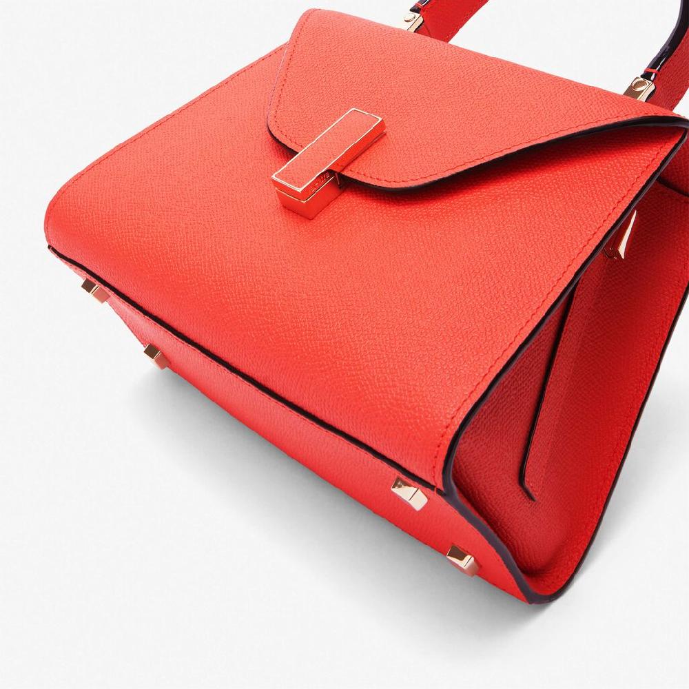 Valextra Borsa a mano Mini in Pelle Rossa Papavero | Valextra Iside Spedizione Gratuita