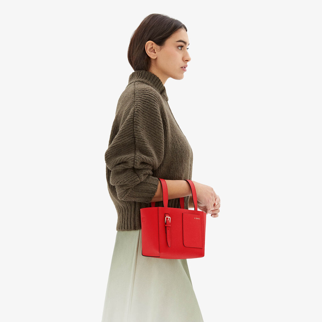 Valextra Borsa a secchiello da Donna di Lusso in Pelle Rossa | Valextra Soft Novità