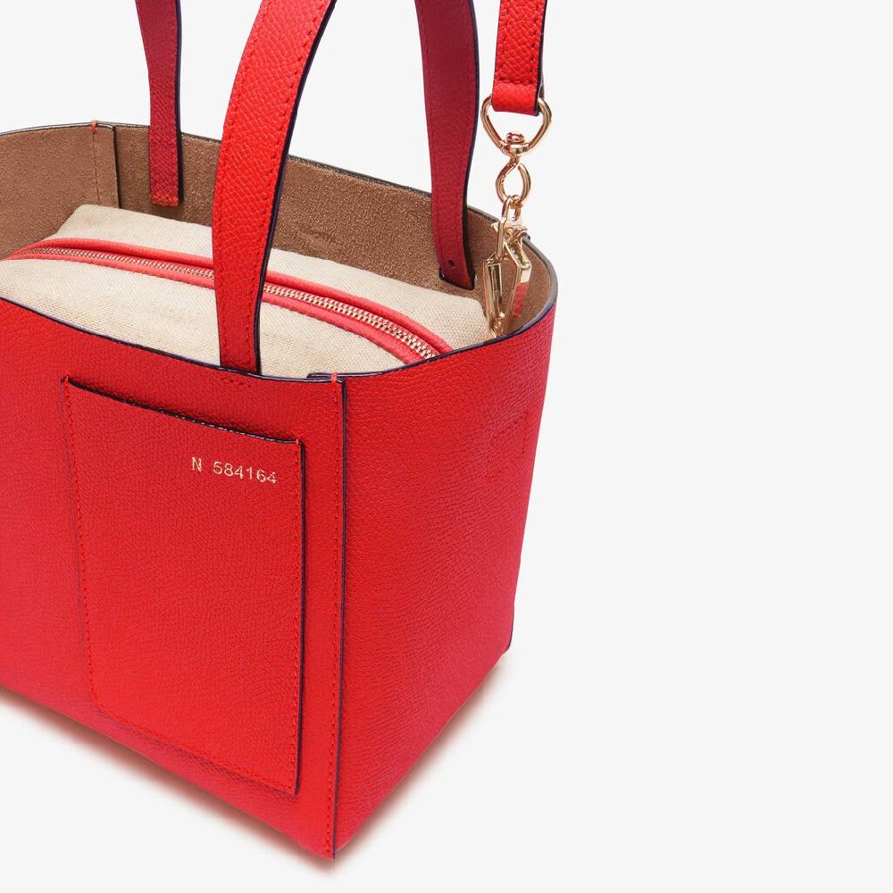 Valextra Borsa a secchiello da Donna di Lusso in Pelle Rossa | Valextra Soft Novità