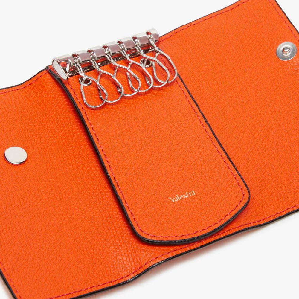 Valextra Portachiavi 6 ganci in Pelle Arancione | Valextra Tric Trac Sconto