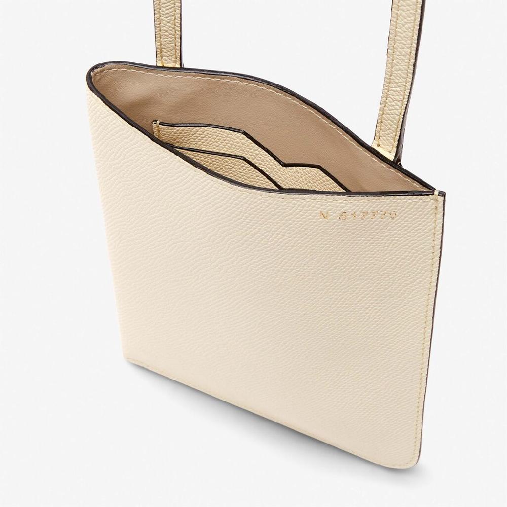Valextra Borsa a tracolla sottile in Pelle Bianca | Valextra Soft Saldi