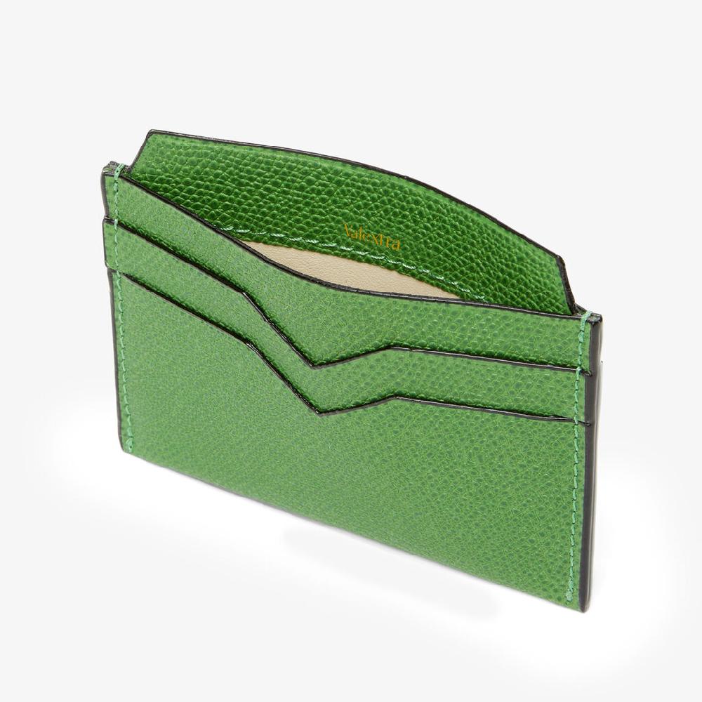 Valextra Portacarte elegante e compatto in Pelle Verde | Valextra Cyber Monday
