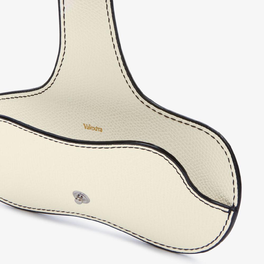 Valextra Porta occhiali in Pelle Bianca e Nera con tracolla | Valextra Offerta San Valentino