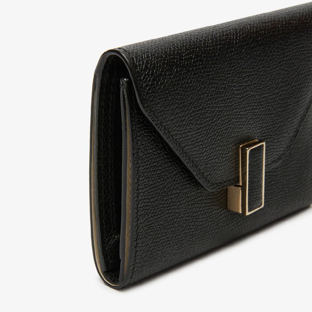Valextra Portafoglio piccolo trifold in Pelle Nera | Valextra Iside Comprane uno, ottenene uno gratis
