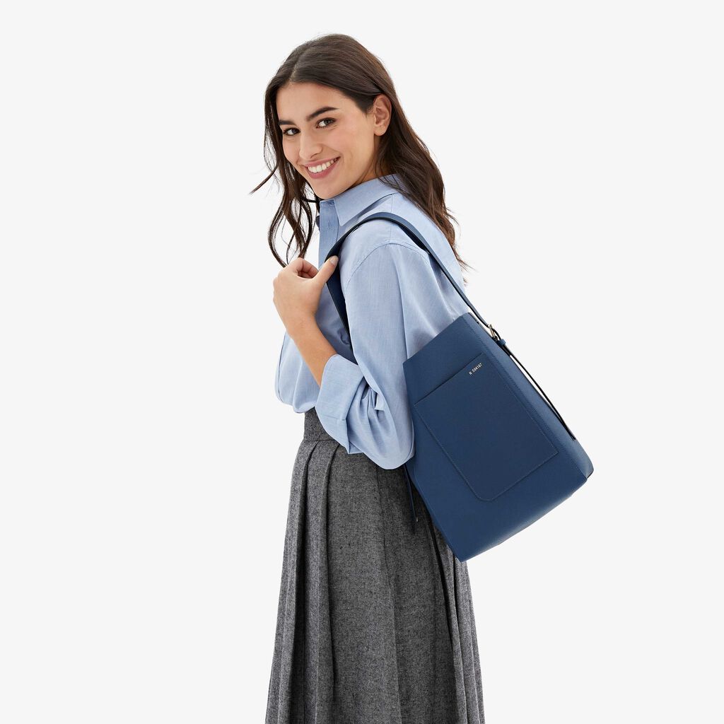 Valextra Borsa a secchiello da Donna in Pelle Blu Zaffiro | Valextra Soft Black Friday Prezzi
