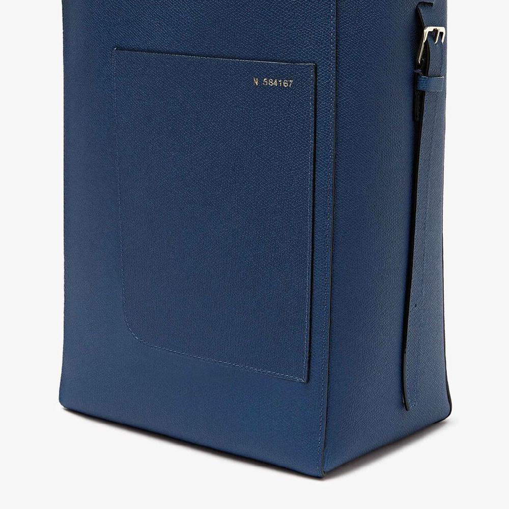 Valextra Borsa a secchiello da Donna in Pelle Blu Zaffiro | Valextra Soft Black Friday Prezzi