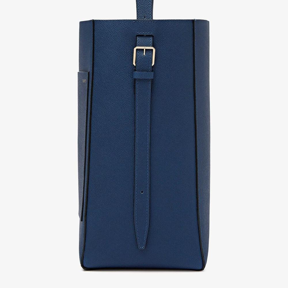 Valextra Borsa a secchiello da Donna in Pelle Blu Zaffiro | Valextra Soft Black Friday Prezzi