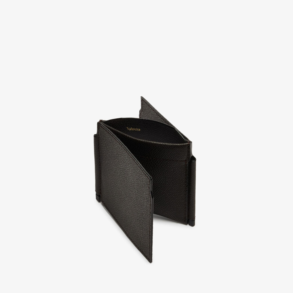 Valextra Portafoglio con fermasoldi trifold in Pelle Marrone | Valextra Italy
