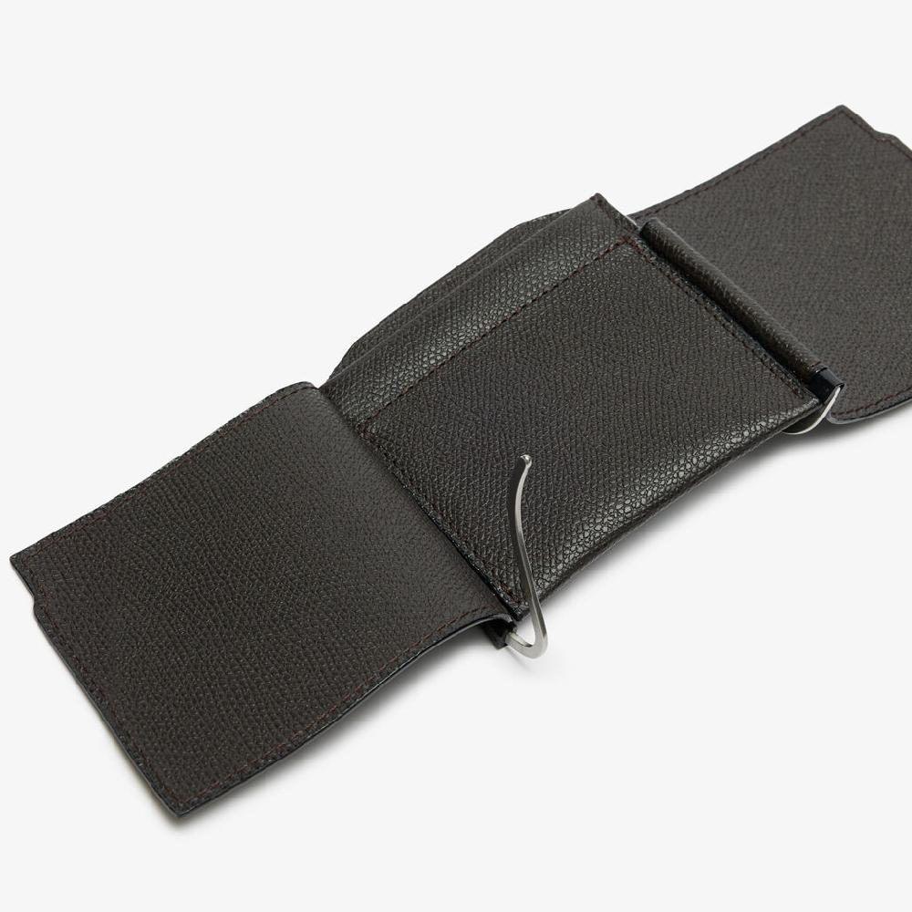 Valextra Portafoglio con fermasoldi trifold in Pelle Marrone | Valextra Italy