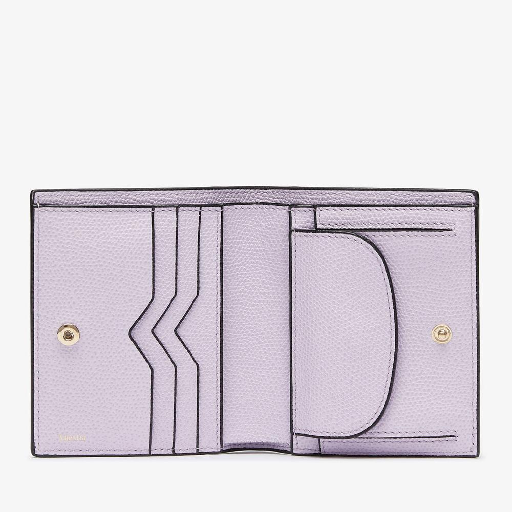 Valextra Portafoglio compatto 3 CC con Portamonete | Pelle di vitello Millepunte | Rosa Glicine | Valextra Fino Al -60%