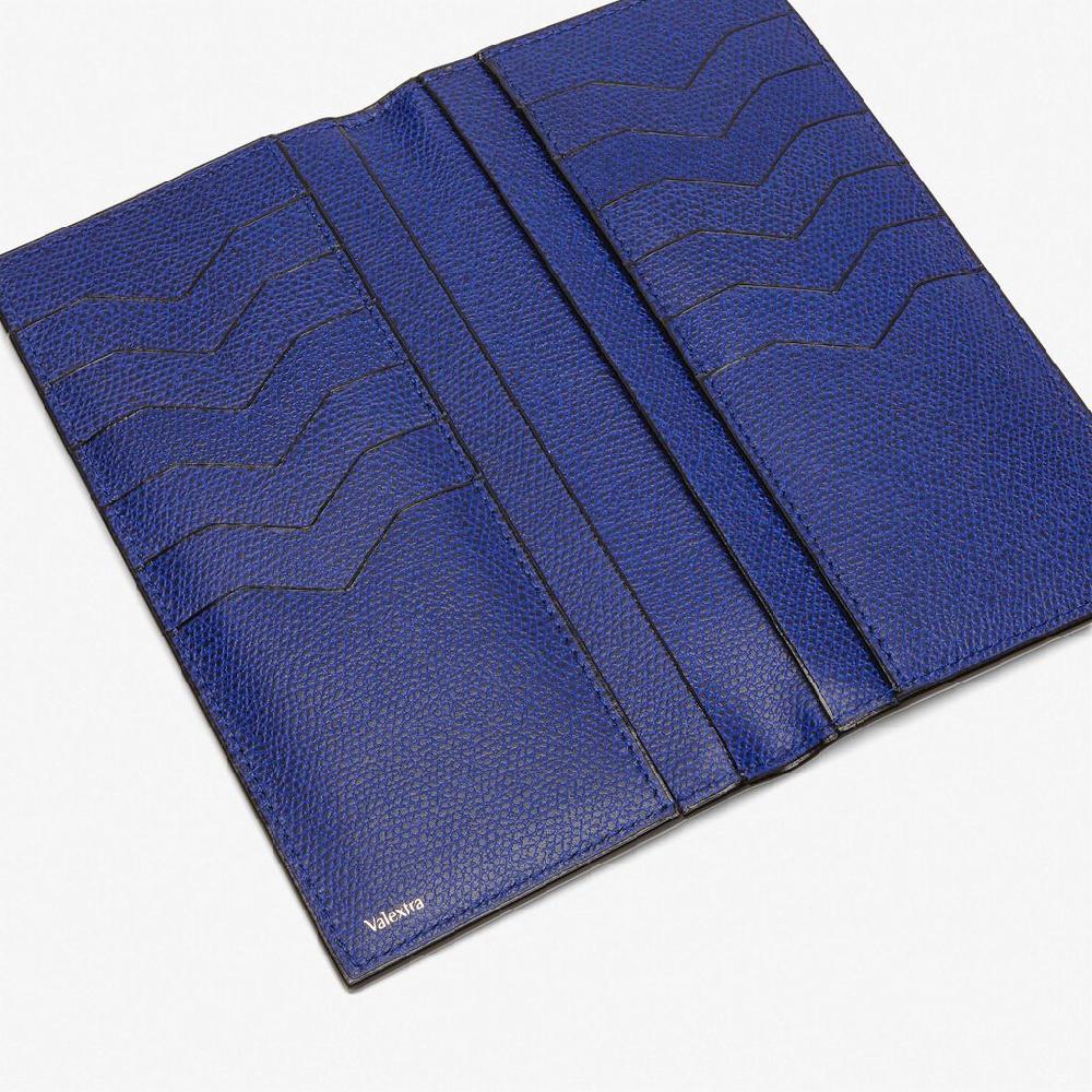 Valextra Portafoglio bifold verticale in Pelle Blu | Valextra Online