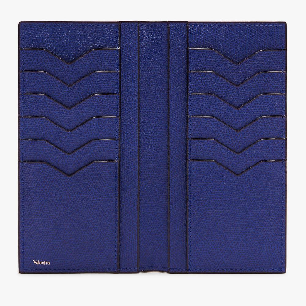 Valextra Portafoglio bifold verticale in Pelle Blu | Valextra Online