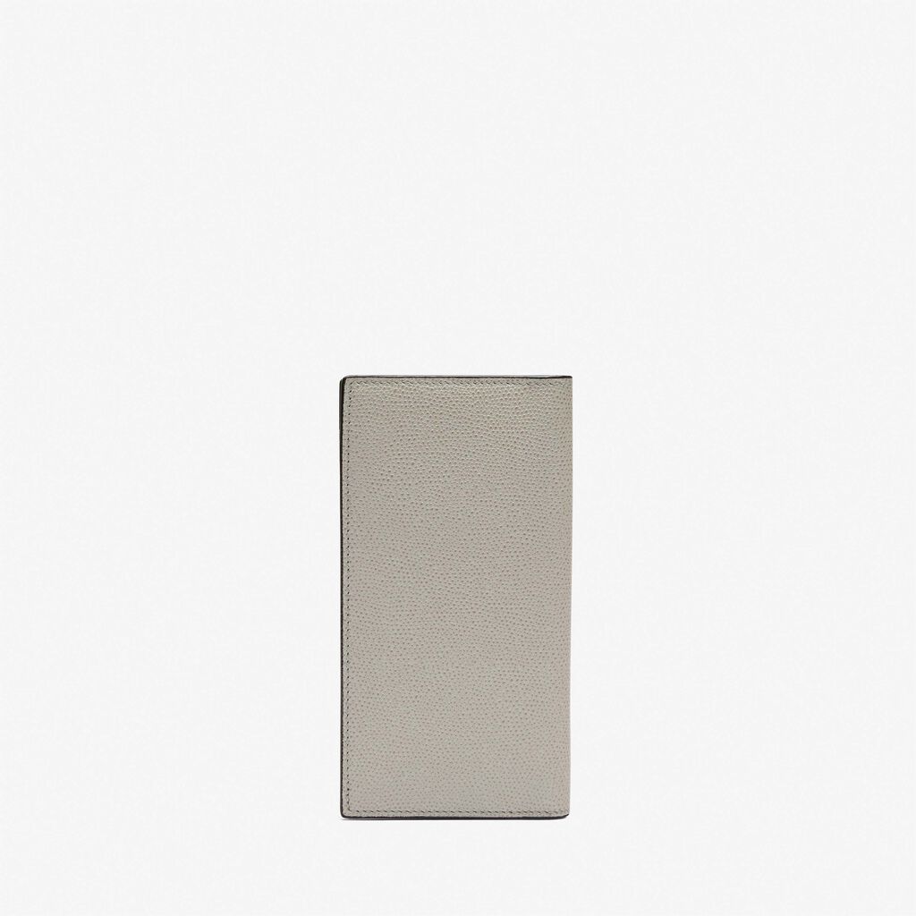 Valextra Portafoglio bifold verticale in Pelle Grigio chiaro | Valextra Outlet